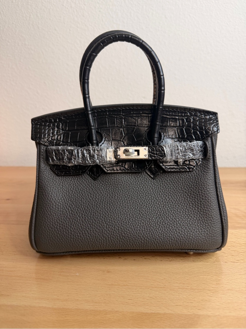 H Birkin 20 mini Black Matte embossed Alligator Togo Touch PHW